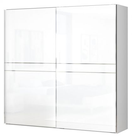 Armoire à portes coulissantes / armoire Siumu 07, couleur : blanc / blanc brillant - 224 x 230 x 61 cm (H x L x P)