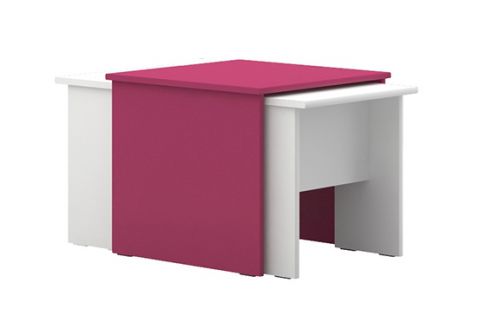 Chambre d'enfant - Table Lena 07, 3 parties, couleur : blanc / rose - Dimensions : 49 x 55 x 64 cm (H x L x P)