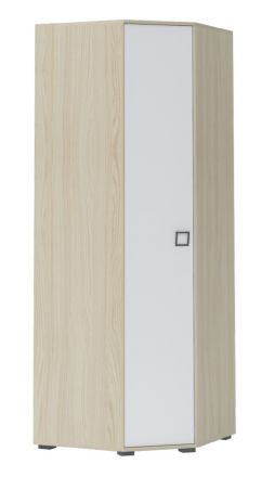 Armoire à portes battantes / armoire d'angle 20, couleur : frêne / blanc - Dimensions : 236 x 86 x 86 cm (H x L x P)