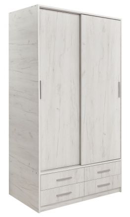 Armoire à portes coulissantes / Penderie Sidonia 10, Couleur : Chêne blanc - Dimensions : 203 x 118 x 61 cm (h x l x p)