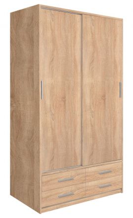 Armoire à portes coulissantes / Penderie Sidonia 10, Couleur : Chêne - Dimensions : 203 x 118 x 61 cm (h x l x p)