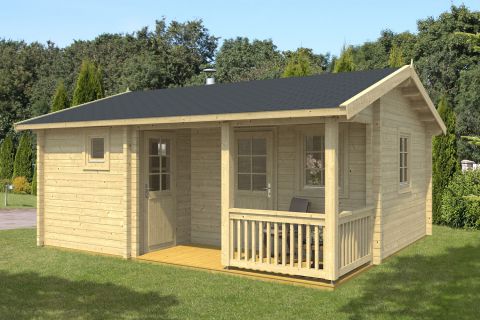 Maison de sauna Seekofel avec plancher - Maison en madriers de 70 mm, Surface au sol : 25,9 m², Toit en bâtière