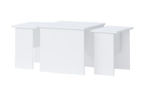 Table d'appoint 09, 3 parties, couleur : blanc