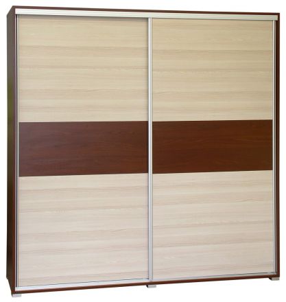 Penderie à portes coulissantes / armoire Cikupa 52, couleur : noyer / orme - Dimensions : 210 x 150 x 60 cm (H x L x P)