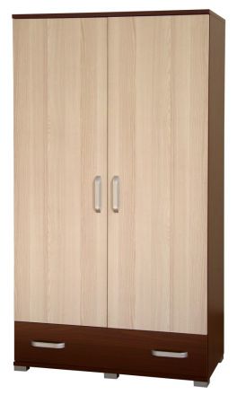 Armoire à portes battantes / penderie Cikupa 27, couleur : noyer / orme - Dimensions : 160 x 90 x 40 cm (H x L x P)