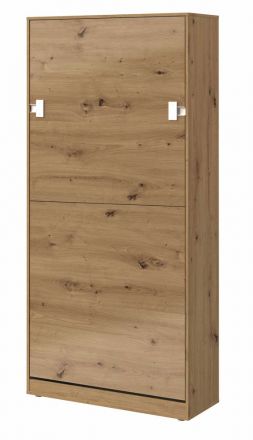 Lit armoire / Lit d'adolescent Garian 19 vertical, Couleur : Chêne / Blanc - couchage : 90 x 200 cm (l x L)