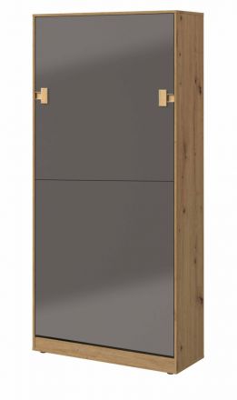Lit armoire / Lit d'adolescent Garian 19 vertical, Couleur : Chêne / Gris - couchage : 90 x 200 cm (l x L)