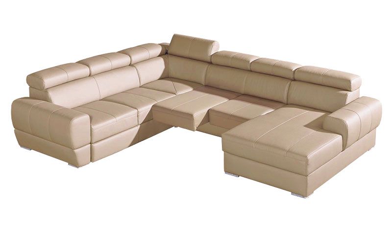 Canapé de salon Sladenia 07 en sable avec fonction lit et coffre de rangement - 302 x 255 cm (l x p) - Angle : droite