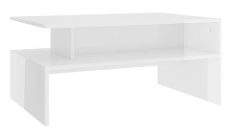 Table basse Dakoro 123, Couleur : Blanc brillant - Dimensions : 42 x 90 x 60 cm (h x l x p)