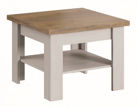 Table basse Lägern 08, couleur : blanc pin / brun chêne - 70 x 70 x 53 cm (L x P x H)