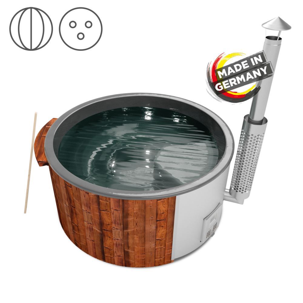 Hot Tub Wolayer en bois thermique avec éclairage LED, couvercle thermique et isolation thermique, cuve : anthracite, diamètre intérieur : 200 cm