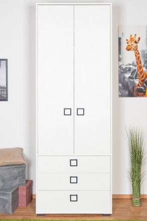Armoire à portes battantes / armoire 18, couleur : blanc - Dimensions : 236 x 84 x 56 cm (H x L x P)