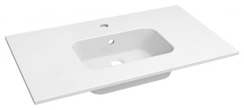 Salle de bains - lavabo Dhule 15, couleur : blanc - 10 x 81 x 46 cm (H x L x P)