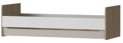 Lit simple / lit d'appoint avec coffre de rangement Fushana 01, couleur : hêtre / blanc - 90 x 200 cm (L x l)