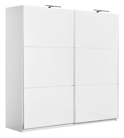 Armoire à portes coulissantes / armoire Sabadell 11, couleur : blanc / blanc brillant - 222 x 229 x 64 cm (H x L x P)