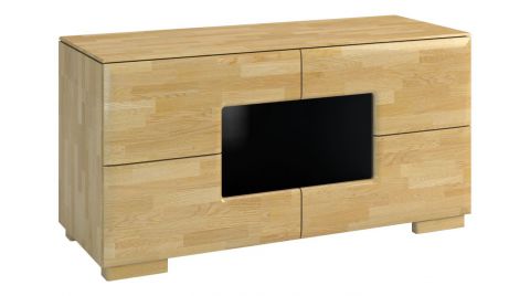 Meuble TV "Lipik" 10, couleur : chêne / noir, partiellement massif - Dimensions : 62 x 122 x 50 cm (H x L x P)