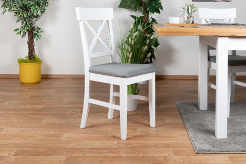 Chaise "Solin" chêne blanc/naturel avec revêtement en tissu 29, massif - Dimensions : 94 x 42 x 43 cm (H x L x P)