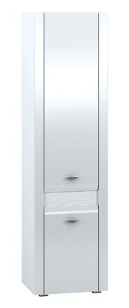 Armoire Heber 02, couleur : blanc / blanc brillant - Dimensions : 201 x 55 x 42 cm (h x l x p), avec 2 portes et 5 compartiments