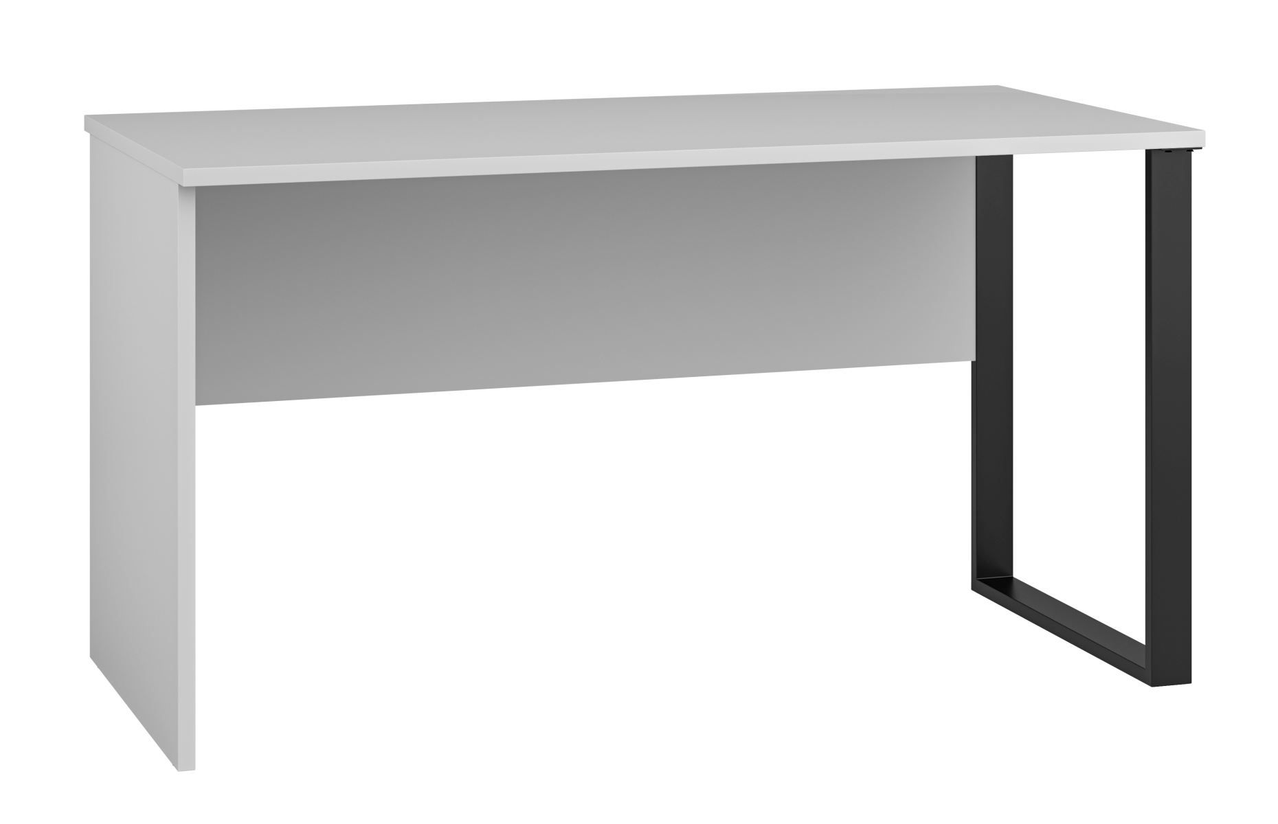 Table de bureau Toivala 12, Couleur : Gris clair / Noir - Dimensions : 75 x 138 x 68 cm (H x L x P)