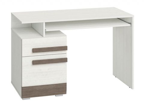 Bureau Knoxville 11, couleur : pin blanc / gris - Dimensions : 78 x 119 x 55 cm (H x L x P), avec 1 porte, 1 tiroir et 2 compartiments