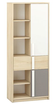Chambre d'adolescents - armoire Greeley 03, couleur : hêtre / blanc / gris platine - Dimensions : 199 x 80 x 40 cm (H x L x P), avec 2 portes, 1 tiroir et 10 compartiments