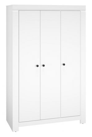Armoire à portes battantes / Penderie Orivesi 03, Couleur : Blanc - Dimensions : 201 x 127 x 57 cm (h x l x p), avec 3 portes et 5 compartiments