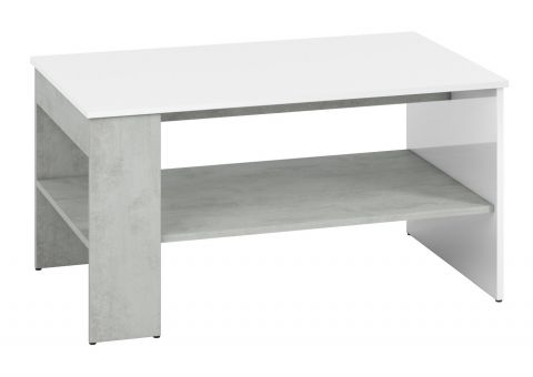 Table basse Antioch 10, couleur : blanc brillant / gris clair - Dimensions : 100 x 60 x 52 cm (L x P x H)