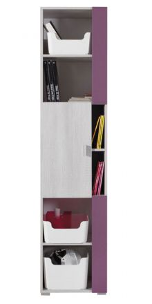 Chambre d'adolescents - Armoire "Emilian" 06, pin blanchi / violet - Dimensions : 195 x 45 x 40 cm (H x L x P)
