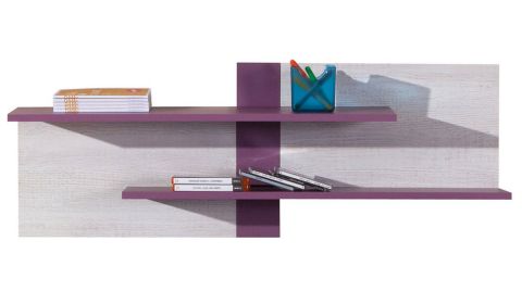 Chambre des jeunes - Étagère à suspendre "Emilian" 15, pin blanchi / violet - Dimensions : 40 x 110 x 24 cm (H x L x P)