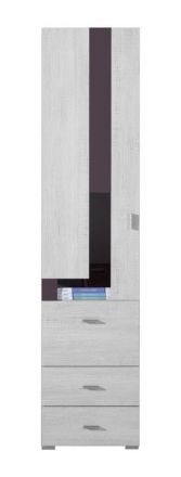 Chambre d'adolescents - Armoire "Emilian" 05, pin blanchi / gris foncé - Dimensions : 195 x 45 x 40 cm (H x L x P)