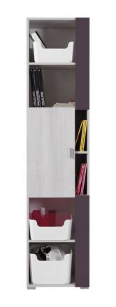 Chambre d'adolescents - Armoire "Emilian" 06, pin blanchi / gris foncé - Dimensions : 195 x 45 x 40 cm (H x L x P)