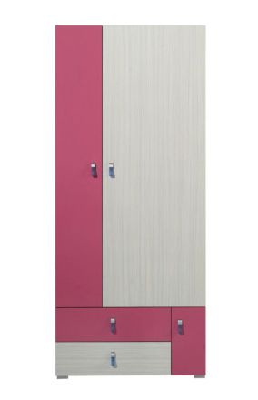 Chambre d'enfant - armoire à portes battantes / armoire "Felipe" 01, rose / blanc - Dimensions : 190 x 80 x 50 cm (H x L x P)