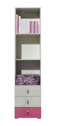 Chambre d'enfants - Armoire "Felipe" 05, Rose / Blanc - Dimensions : 190 x 45 x 40 cm (H x L x P)