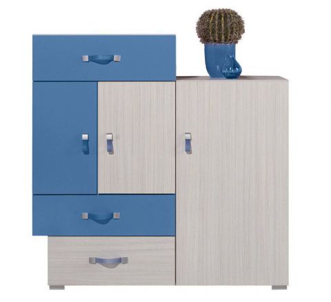 Chambre d'enfants - Commode "Felipe" 07, Bleu / Blanc - Dimensions : 100 x 100 x 40 cm (H x L x P)