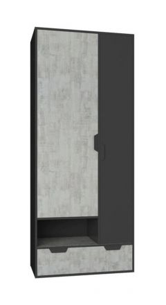 Armoire à portes battantes de la chambre des jeunes / armoire Sprimont 02, couleur : gris foncé / gris - Dimensions : 195 x 80 x 50 cm (H x L x P)
