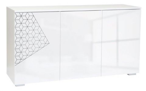 Commode Tandil 29, couleur : blanc / blanc brillant - 75 x 138 x 42 cm (h x l x p)