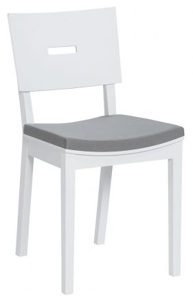 Chaise rembourrée, chêne massif, couleur : blanc - Dimensions : 86 x 43 x 50 cm (H x L x P)