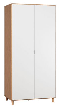 Armoire à portes battantes / armoire Arbolita 17, couleur : chêne / blanc - Dimensions : 195 x 93 x 57 cm (H x L x P)