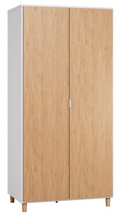 Armoire à portes battantes / armoire Arbolita 39, couleur : blanc / chêne- Dimensions : 195 x 93 x 57 cm (H x L x P)