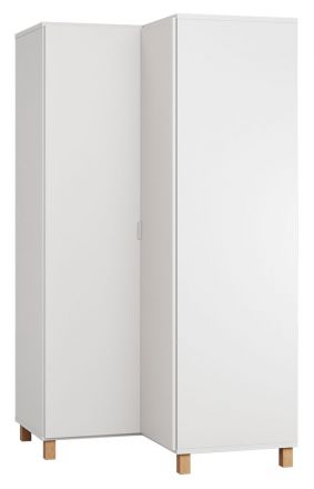 Armoire à portes battantes / armoire d'angle Invernada 14, couleur : blanc - Dimensions : 195 x 102 x 104 cm (H x L x P)