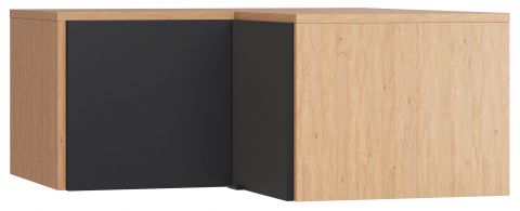 Supplément pour armoire d'angle Leoncho 14, couleur : chêne / noir - Dimensions : 45 x 102 x 104 cm (H x L x P)
