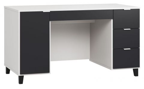 Bureau Vacas 02, couleur : blanc / noir - Dimensions : 78 x 140 x 67 cm (H x L x P)