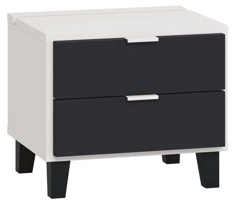 Table de nuit Vacas 16, couleur : blanc / noir - Dimensions : 40 x 45 x 40 cm (H x L x P)