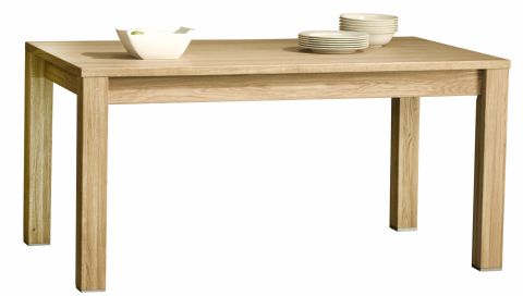 Table à manger avec rallonges Bujari 03 (angulaire), couleur : naturel, chêne - partiellement massif - 160 - 220 x 90 cm (L x P)
