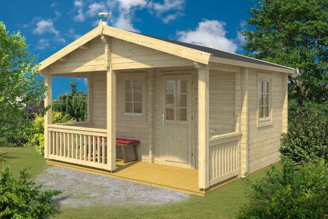 Maison de sauna Stubenkogel avec plancher - Maison en madriers de 70 mm, Surface au sol : 15,1 m², Toit en bâtière