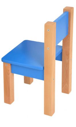 Ensemble de 2 fauteuils pour enfants en hêtre massif Laurenz naturel / bleu - Dimensions : 50 x 28 x 28 cm (H x L x P)