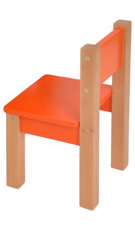 Ensemble de 2 fauteuils pour enfants en hêtre massif Laurenz naturel / orange - Dimensions : 50 x 28 x 28 cm (H x L x P)