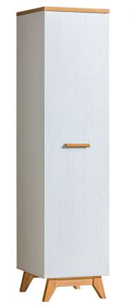 Armoire à portes battantes / armoire Panduros 02, couleur : blanc pin / brun chêne - Dimensions : 185 x 45 x 52 cm (H x L x P)