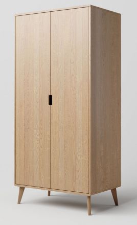 Armoire à portes battantes / Penderie en chêne massif naturel, Aurornis 03 - Dimensions : 200 x 96 x 60 cm (H x L x P)