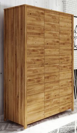 Armoire à portes battantes / Penderie Tasman 09 Wooden Nature Premium en chêne sauvage massif huilé - Dimensions : 212 x 145 x 60 cm (H x L x P)